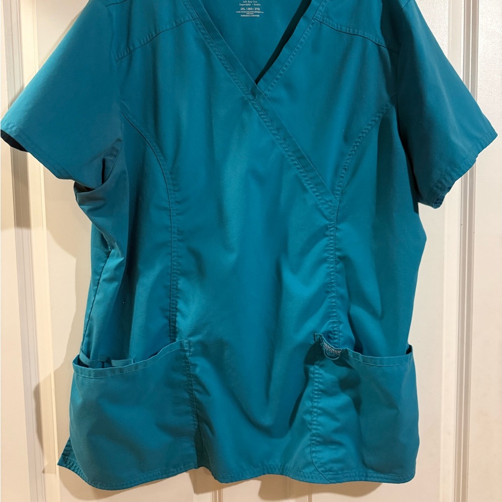 Cherokee Teal V-Neck Workwear Top